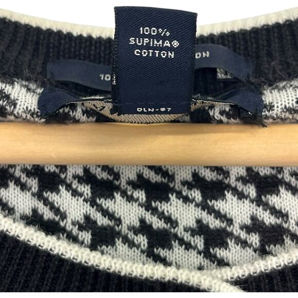 Lands End Cardigan Sweater Womens Medium Black White Houndstooth Preppy Classic - Picture 7 of 14